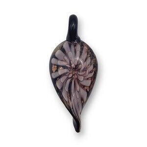 Dichroic Purple Clear Fused Glass Pendant Encased Flower